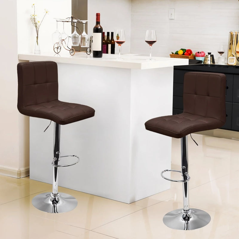 Kit 4 Banquetas Confort Gomos Estofada, Couro PU E Aço Cromado, Regulagem Pneumática De Altura, Giro 360°, Suporta Até 120 Kg, Ideal Para Cozinha Ou Bar