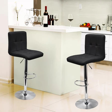 Kit 4 Banquetas Confort Gomos Estofada, Couro PU E Aço Cromado, Regulagem Pneumática De Altura, Giro 360°, Suporta Até 120 Kg, Ideal Para Cozinha Ou Bar