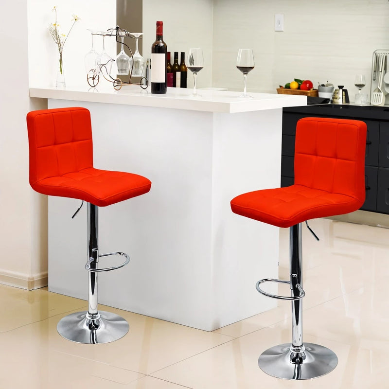 Kit 4 Banquetas Confort Gomos Estofada, Couro PU E Aço Cromado, Regulagem Pneumática De Altura, Giro 360°, Suporta Até 120 Kg, Ideal Para Cozinha Ou Bar