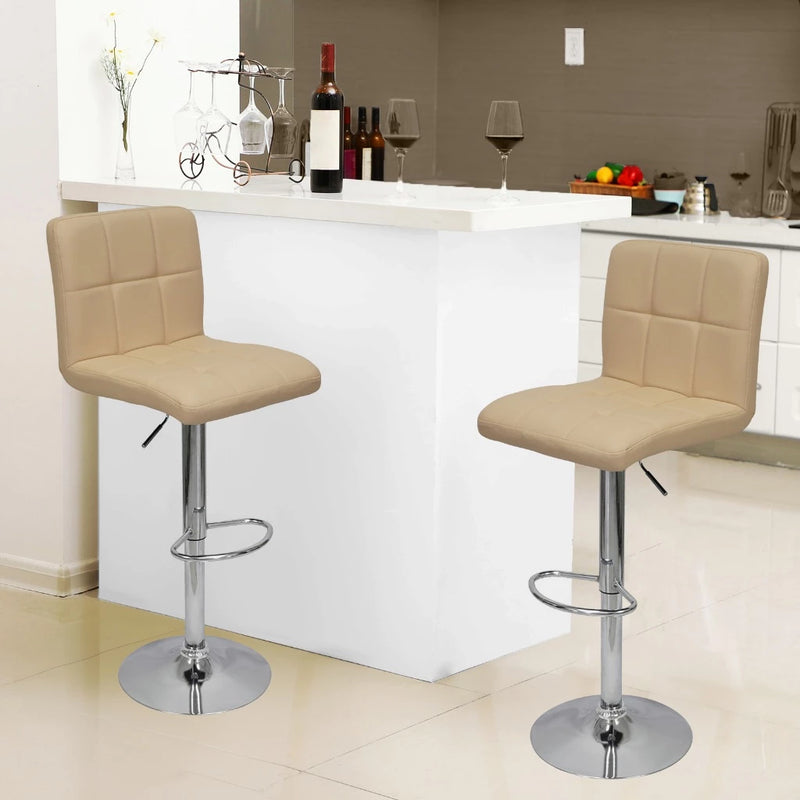 Kit 4 Banquetas Confort Gomos Estofada, Couro PU E Aço Cromado, Regulagem Pneumática De Altura, Giro 360°, Suporta Até 120 Kg, Ideal Para Cozinha Ou Bar