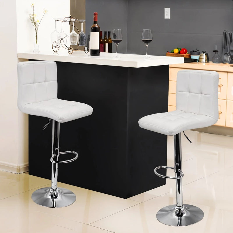 Kit 4 Banquetas Confort Gomos Estofada, Couro PU E Aço Cromado, Regulagem Pneumática De Altura, Giro 360°, Suporta Até 120 Kg, Ideal Para Cozinha Ou Bar