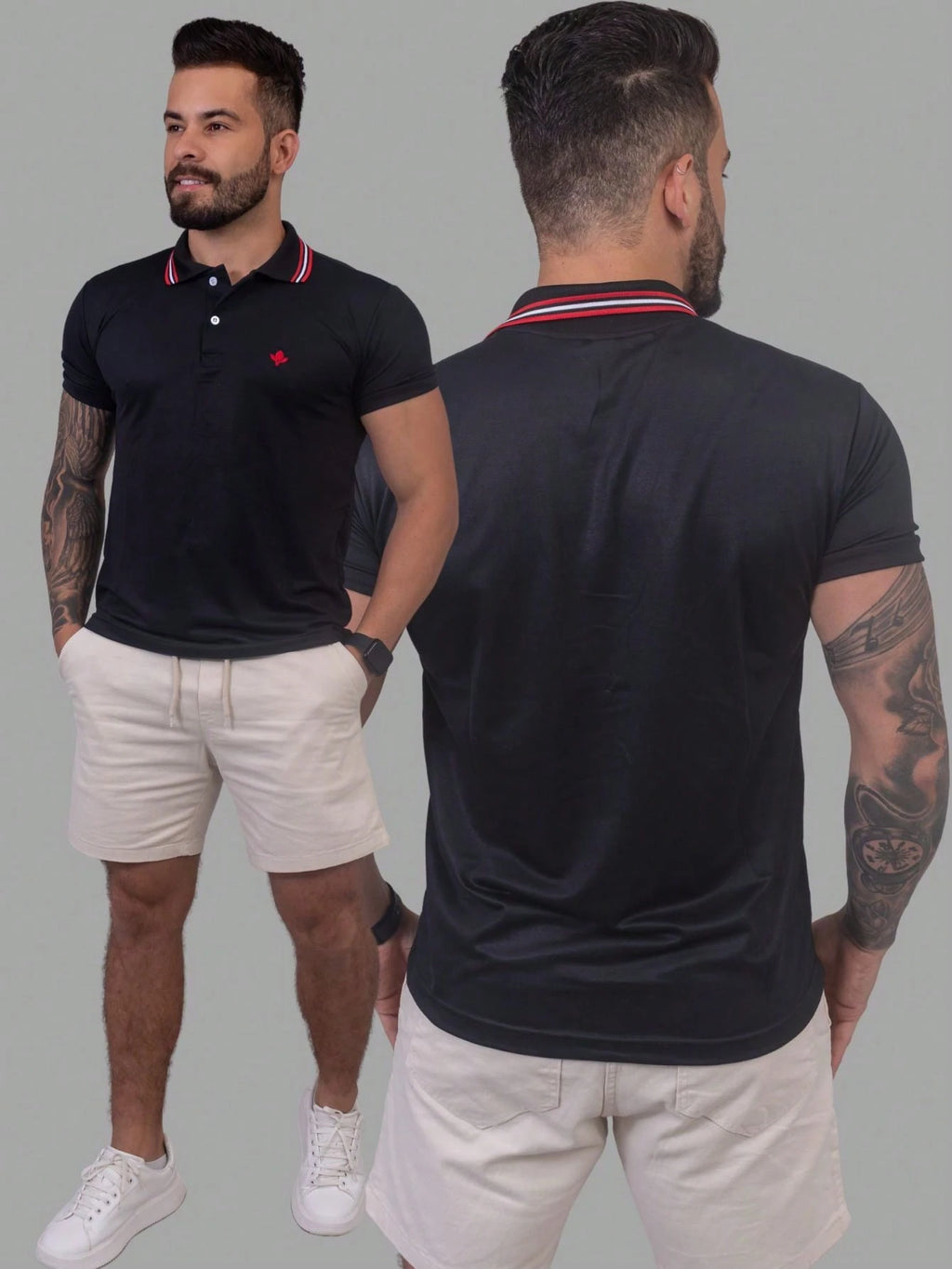 Kit 4 Camisas Polo Masculina Slim Básica  Cores Sortidas, Algodão Piquet