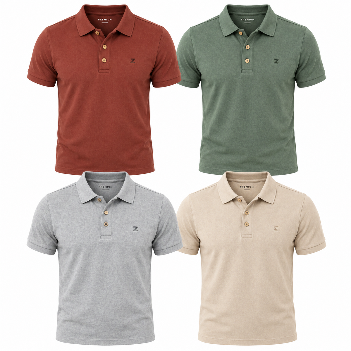 Kit 4 Camisas Polo Masculinas Piquet Premium 2