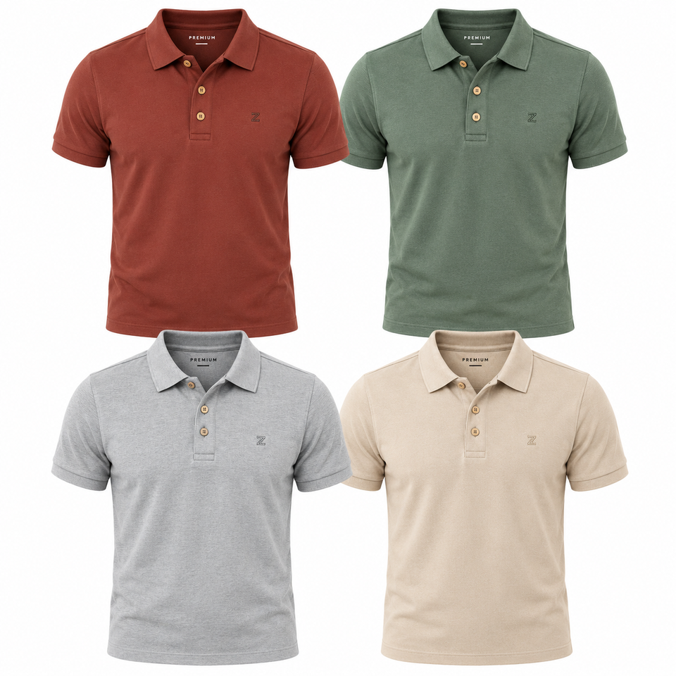 Kit 4 Camisas Polo Masculinas Piquet Premium 2