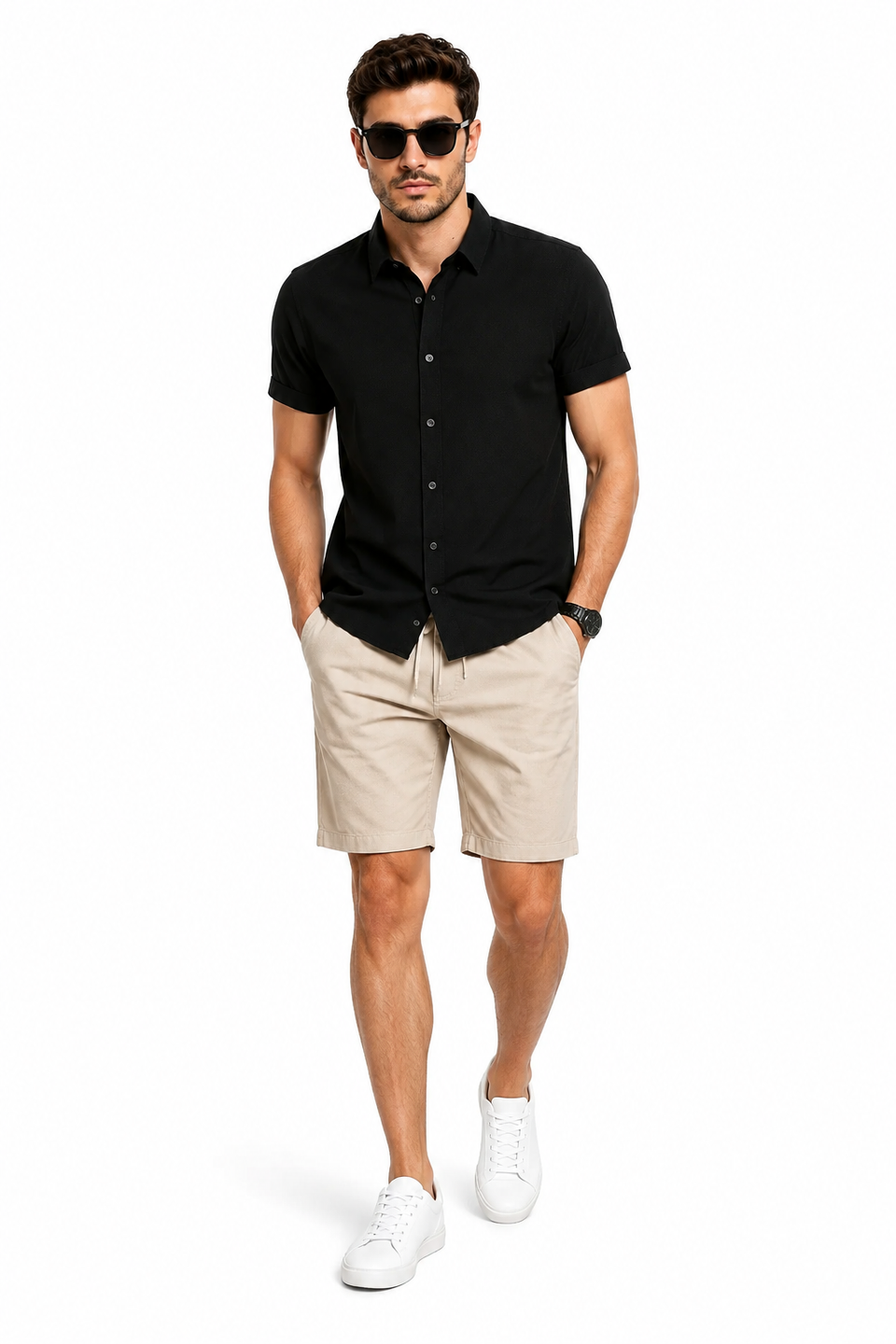 Kit Masculino Verão Camisa Manga Curta + Bermuda Casual