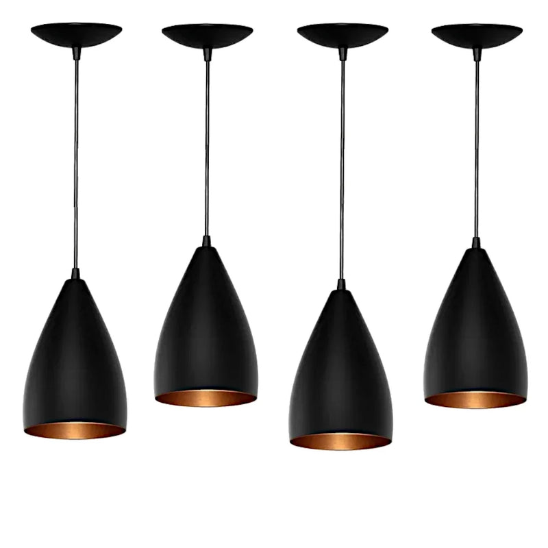 Kit Pendente Teto Vegas Luminaria Aluminio Preto Cobre Decoração e Estilo

