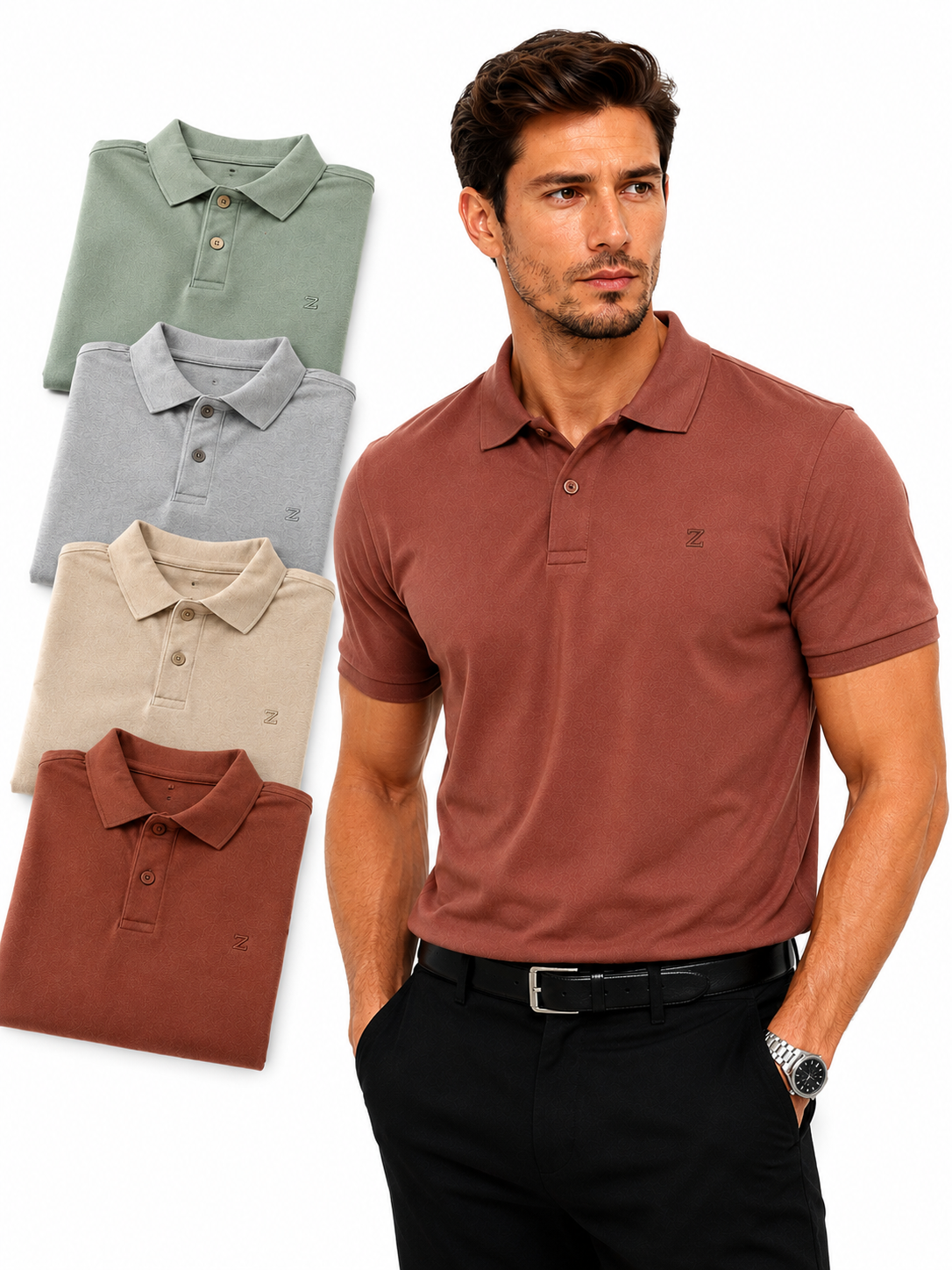 Kit com 4 Camisas Polo Masculinas  
