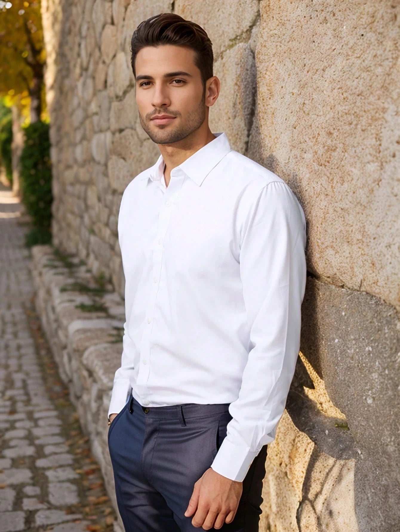 Kit de 3 Camisas Masculinas Slim Fit Tecido Elástico Alta Qualidade