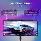 Luminária RGB para Monitor com Controle Touch em uso
