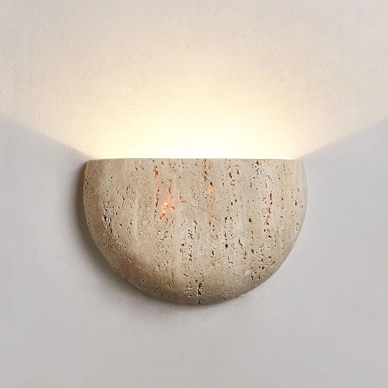 Luminária de Parede Wabi-Sabi de Pedra Amarela G9, Lustre Retro para Quarto, Corredor ou Café, Iluminação Suave e Elegante