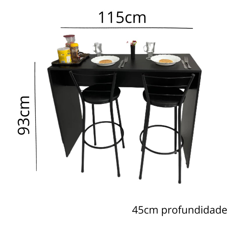 Mesa Bancada Gourmet Roma 115 cm, MDF Premium Com Fita PVC, Pés Reguláveis, Silestone Funcional Para Cozinha, Suporta Até 80 Kg, Estilo E Durabilidade