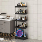 Organizador Móvel Com 4 Prateleiras, Design Slim, Rodinhas 360°, Estrutura Resistente, Ideal Para Cozinha, Banheiro, Escritório, Lavanderia, Armazenamento Prático, Espaço Otimizado, Fácil Montagem, Cor Neutra, Compacto e Funcional, Organize Seu Ambiente Com Estilo.