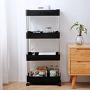 Organizador Móvel Com 4 Prateleiras, Design Slim, Rodinhas 360°, Estrutura Resistente, Ideal Para Cozinha, Banheiro, Escritório, Lavanderia, Armazenamento Prático, Espaço Otimizado, Fácil Montagem, Cor Neutra, Compacto e Funcional, Organize Seu Ambiente Com Estilo.