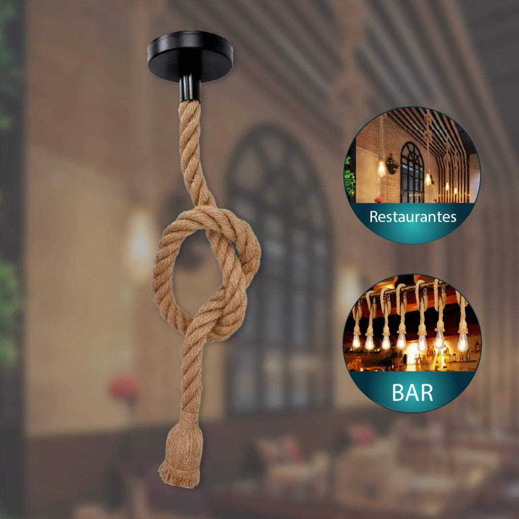 Pendente Corda Sisal Vintage E27, Altura Ajustável 1 M, Suporta Até 40W, Instalação Fácil Interna IP20, Estilo Rústico Retrô, Toque Artesanal Com Pérola Preta, Decoração Charmosa Para Sala, Cozinha, Quarto, Design Único e Sofisticado – Compre Agora