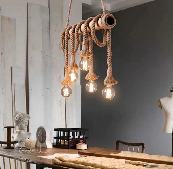 Pendente Corda Sisal Vintage E27, Altura Ajustável 1 M, Suporta Até 40W, Instalação Fácil Interna IP20, Estilo Rústico Retrô, Toque Artesanal Com Pérola Preta, Decoração Charmosa Para Sala, Cozinha, Quarto, Design Único e Sofisticado – Compre Agora