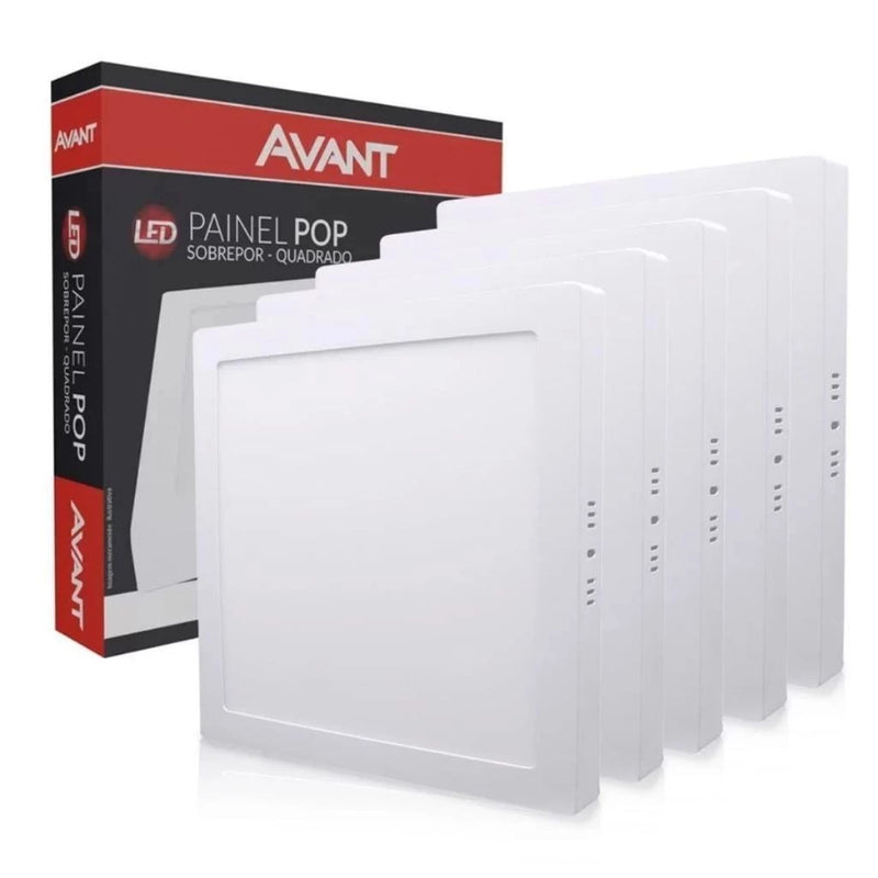Plafon Led Sobrepor Quadrado Iluminação Clara e Eficiente Kit 5 Painéis