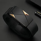 Cinto Masculino Couro Luxo 3,5 cm Fivela Automática Metal