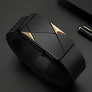 Cinto Masculino Couro Luxo 3,5 cm Fivela Automática Metal