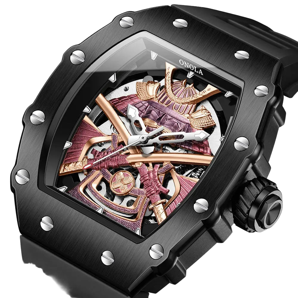 Relógio Mecânico Masculino  Samurai Automático Luxo
