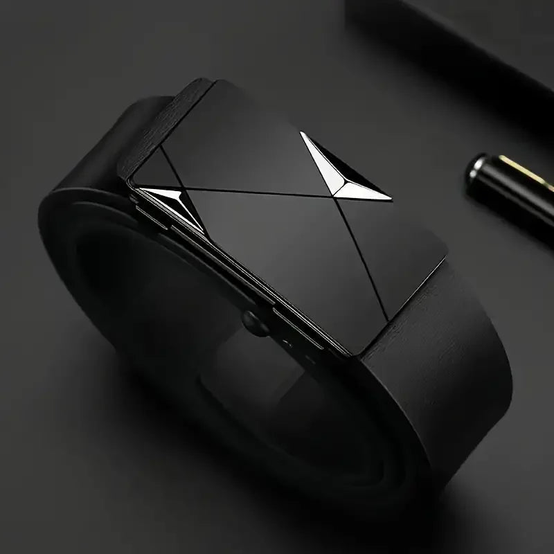 Cinto Masculino Couro Luxo 3,5 cm Fivela Automática Metal