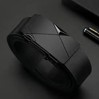 Cinto Masculino Couro Luxo 3,5 cm Fivela Automática Metal