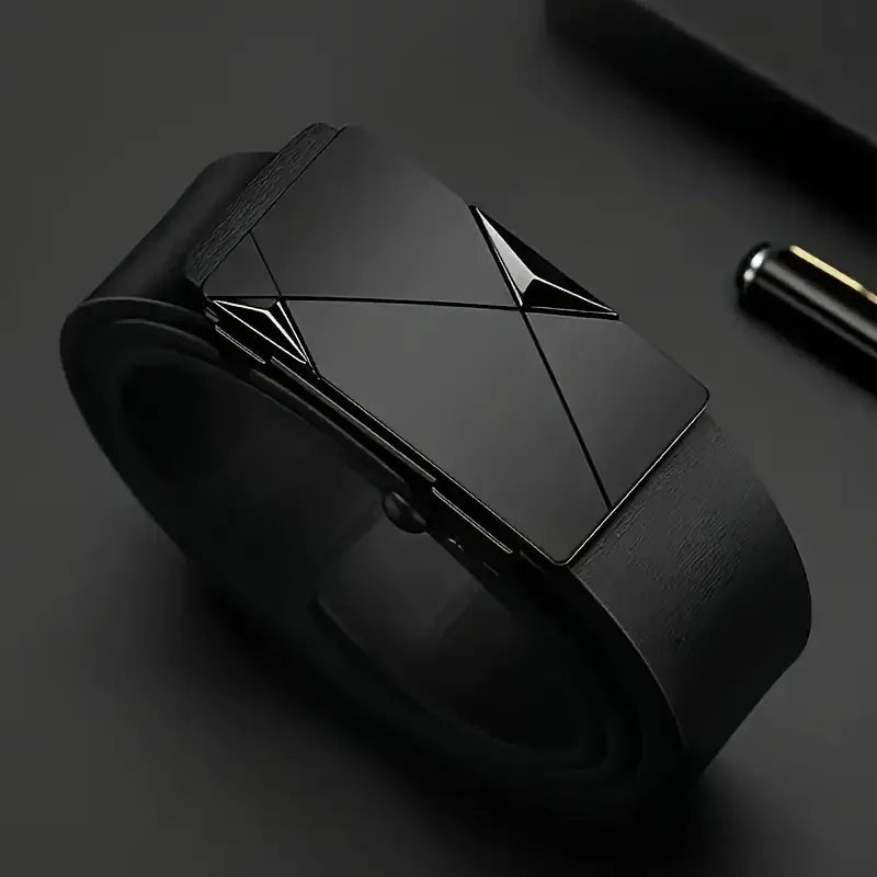 Cinto Masculino Couro Luxo 3,5 cm Fivela Automática Metal