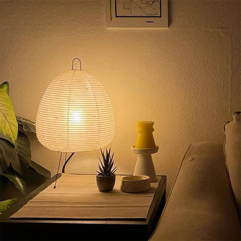 Abajur de Mesa Papel Arroz com LED Dimerizável