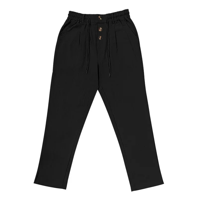 Calça Masculina Casual em Algodão Linho