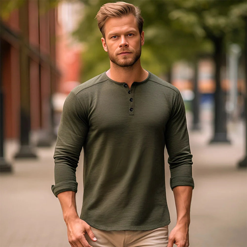 Camiseta Masculina Manga Longa Gola Padre