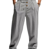 Calça Masculina Casual em Algodão Linho
