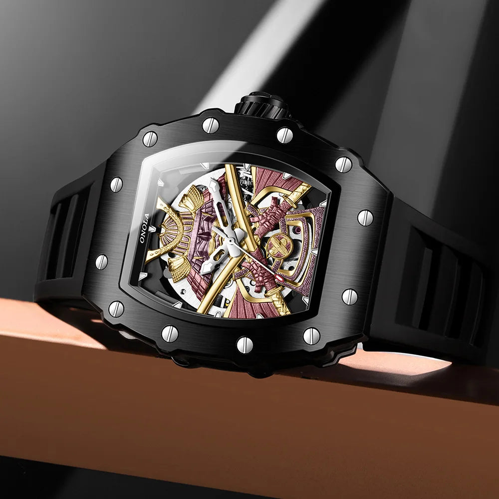Relógio Mecânico Masculino  Samurai Automático Luxo