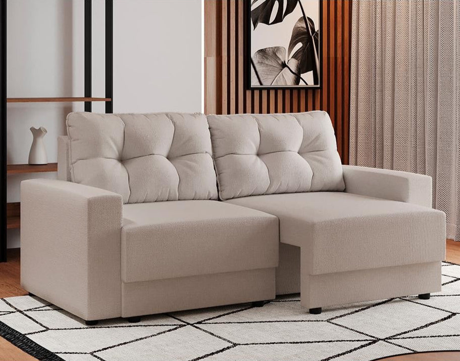 Sofá 3 Lugares Retrátil Lubeck, em Linho Cru combina design sofisticado e funcionalidade