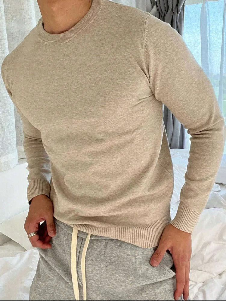 Suéter masculino em lã premium tricot, quente, confortável e elegante. Ideal para o inverno e uso diário.