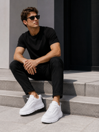 Tênis Casual Masculino Oxford Couro Retrô Confortável Respirável