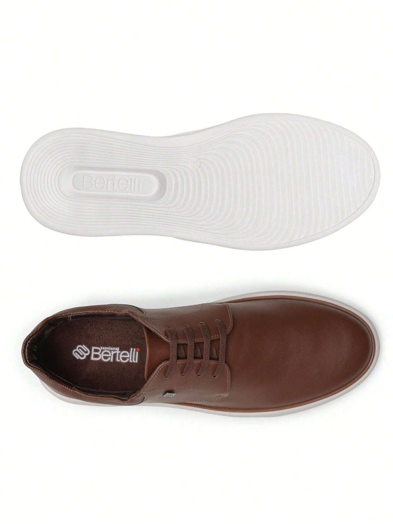 Tênis Casual Masculino, Sneakers Masculino Café, Solado Alto Confortável, Material Sintético de Alta Performance, Forro Almofadado Espuma PU, Palmilha Fibra Com Esquino Aço, Solado Micro-Expandido Vira T.R., Estilo Urbano Casual Ar Livre.