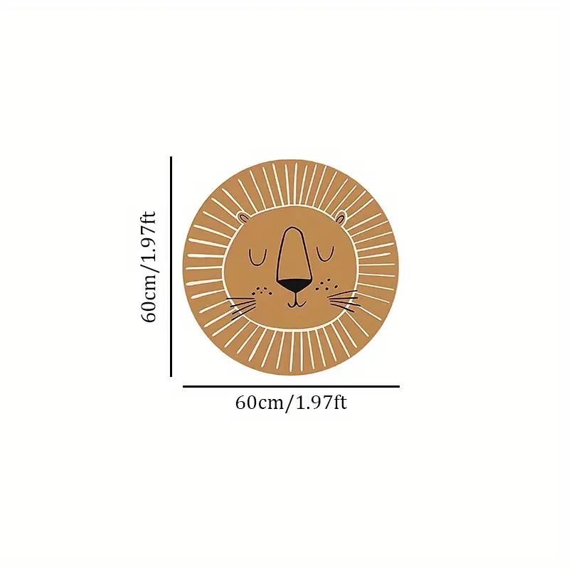 Tapete Decorativo Leão e Sol 100% Poliéster Grande Macio Lavável