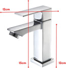 Torneira Banheiro Luxo Quadrada, Acabamento Cromado Polido, Corpo Em Aço Inoxidável, Cabo Em Aço Cromado, Bocal Quadrado, Instalação Em Bancada, Peso Aproximado 0,8 Kg