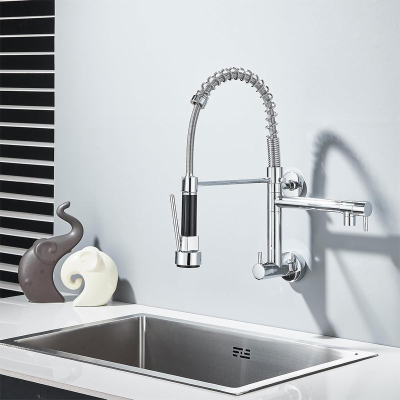 Torneira Gourmet Inox de Parede, Jato Duplo Aerado e Ducha, Bica Giratória 360°, Design Robusto e Fácil Instalação, Aproveite Durabilidade e Estilo, Compre Agora