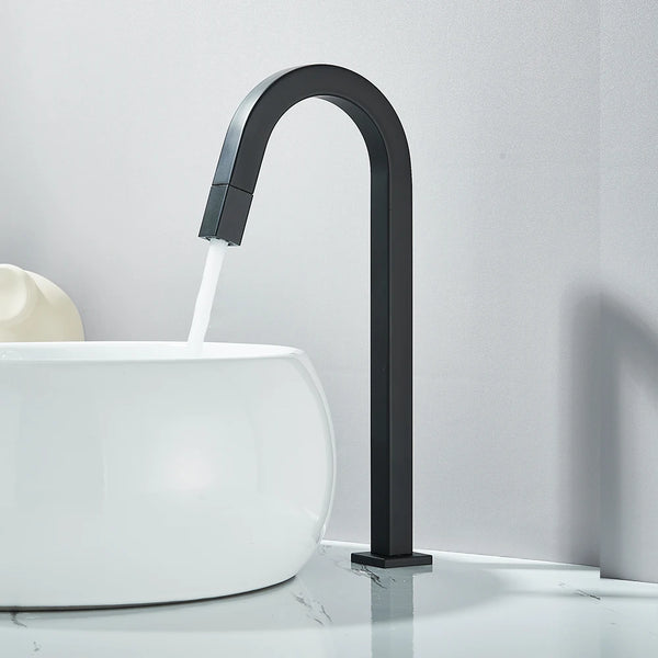 Torneira Monocomando de Bancada em Preto Fosco – Design Contemporâneo, Corpo Metálico e Válvula Cerâmica. Ideal para Banheiros Modernos. Compre Agora!