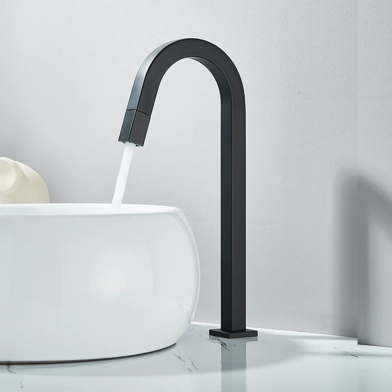 Torneira Monocomando de Bancada em Preto Fosco – Design Contemporâneo, Corpo Metálico e Válvula Cerâmica. Ideal para Banheiros Modernos. Compre Agora!