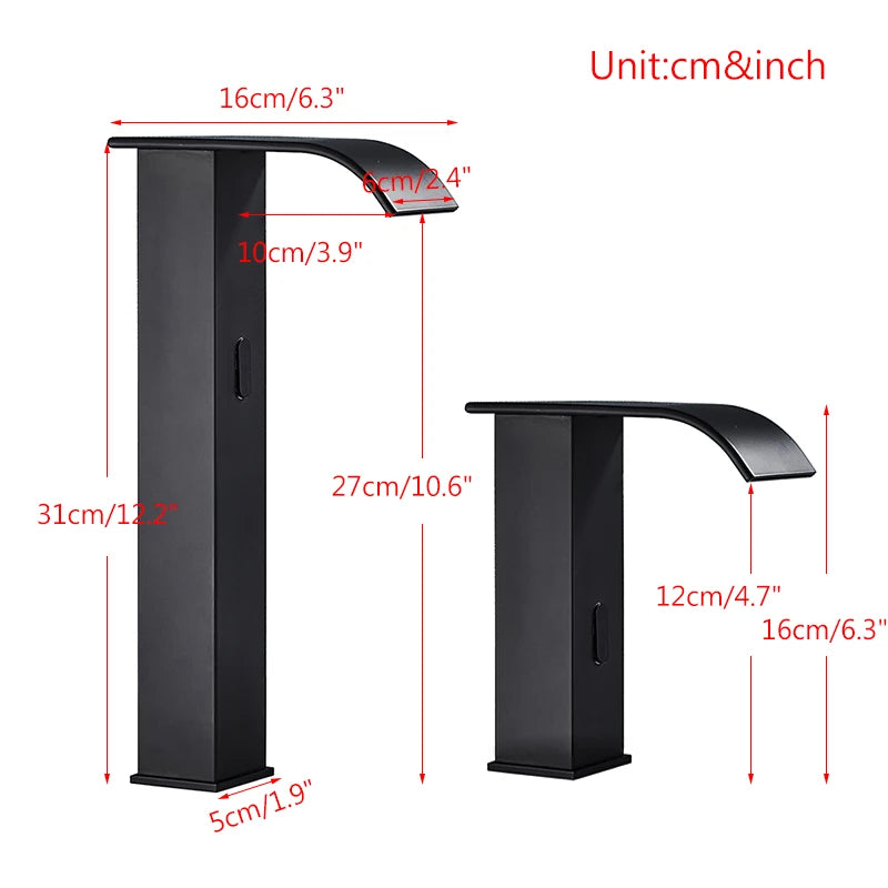 Torneira sensorizada automática para lavatório – bancada, água quente/fria