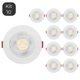 Kit 10 Luminária Spots LED Embutidos Direcionáveis