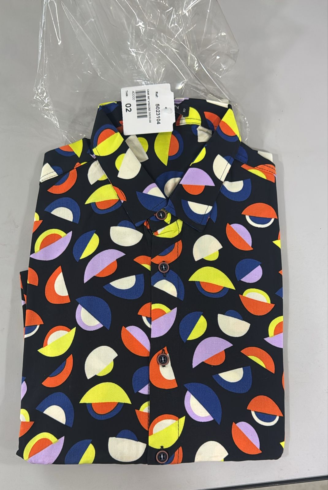 Camisa Manga Curta Estampada  Em Viscose