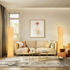 Abajur de piso LED de papel com luz ajustável em 3 cores e timer para quarto ou escritório
