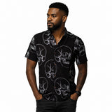 Camisa Social Masculina Manga Curta Viscose Estampa Caveira