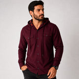 Camisa Masculina Flanelada Manga Longa com Capuz