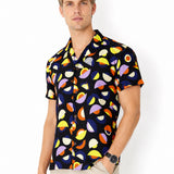 Camisa Manga Curta Estampada  Em Viscose