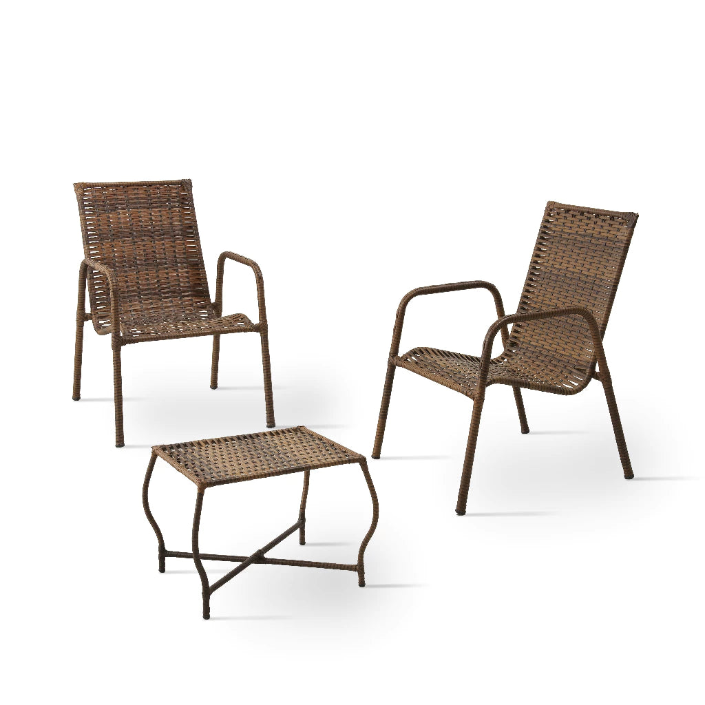 Conjunto Mobigu de 2 cadeiras e mesinha de centro em fibra sintética anti-UV