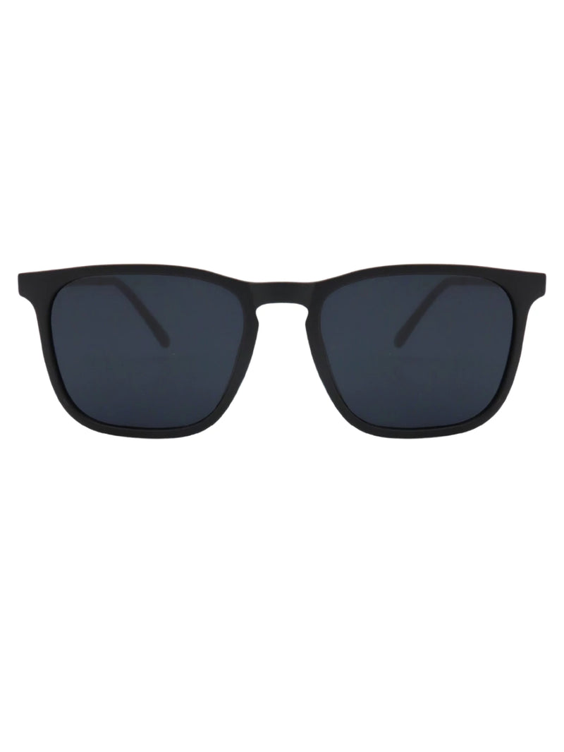 Óculos de sol polarizado Madrid Preto, estilo quadrado clássico vintage, proteção UV400, armação em acetato e metal, lentes de policarbonato, aro completo, unissex, ideal para moda praia e uso diário.