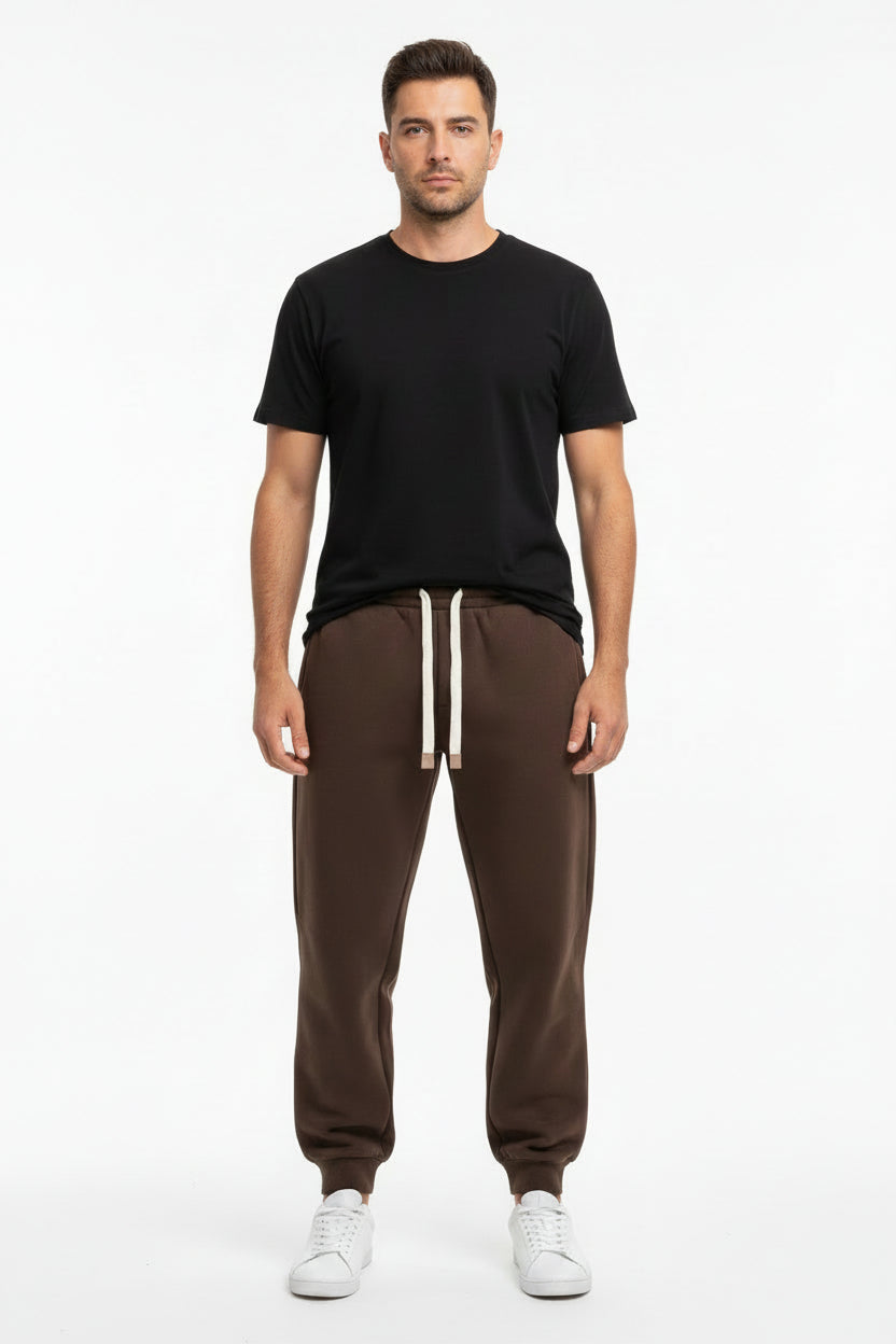 Calça Masculina Moletom Slim com Bolso e Cordão